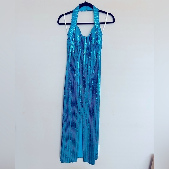 Alyce turquoise sequin prom gown size 6 - Picture 1 of 5